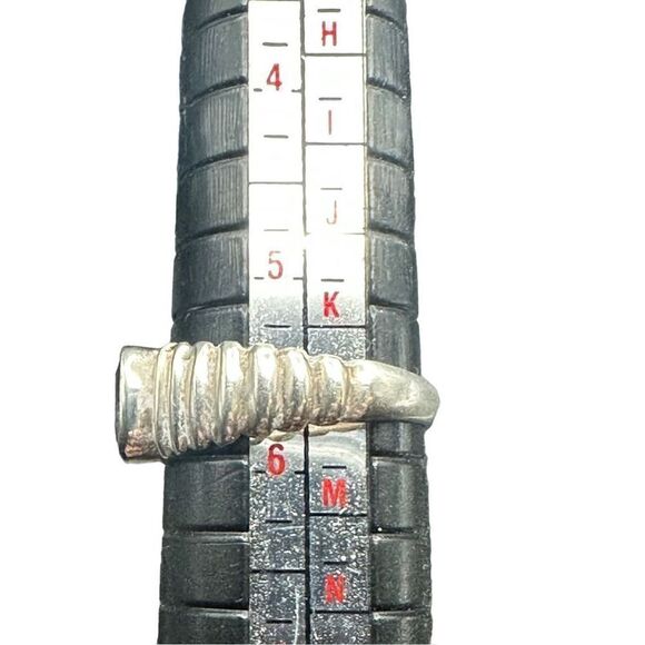 Sterling silver 925 amethyst ring oval with ribbed pattern - Picture 9 of 10